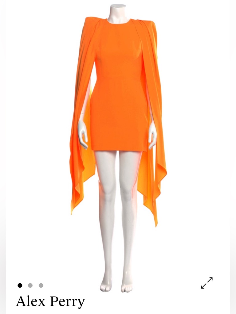Alex Perry Neon Orange Cape Mini Dress